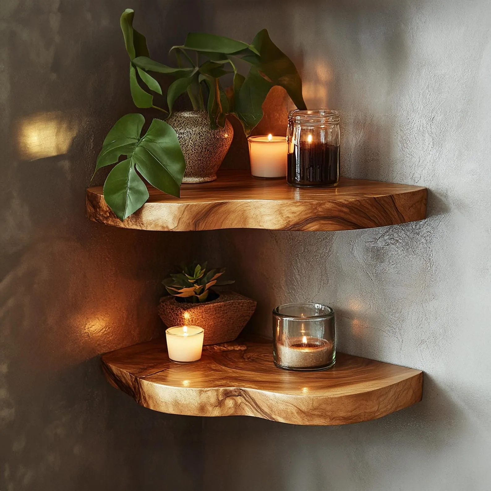 Rustic Corner Wall Floating Shelf Set For Books And Decor - Image 6