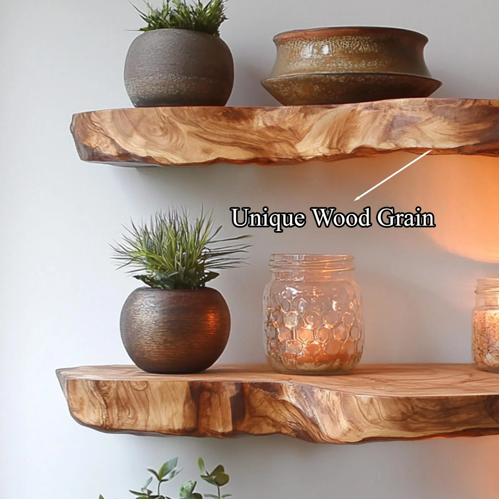 Natural Edge Floating Wall Shelf For Rustic Room Styling - Image 4