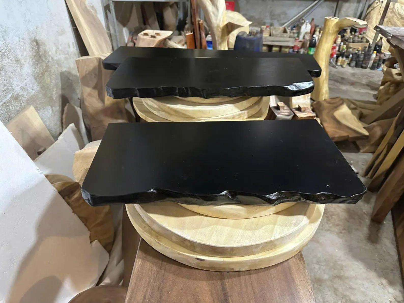 Walnut And Oak Floating Shelves For Kitchen And Bathroom Storage - Image 4