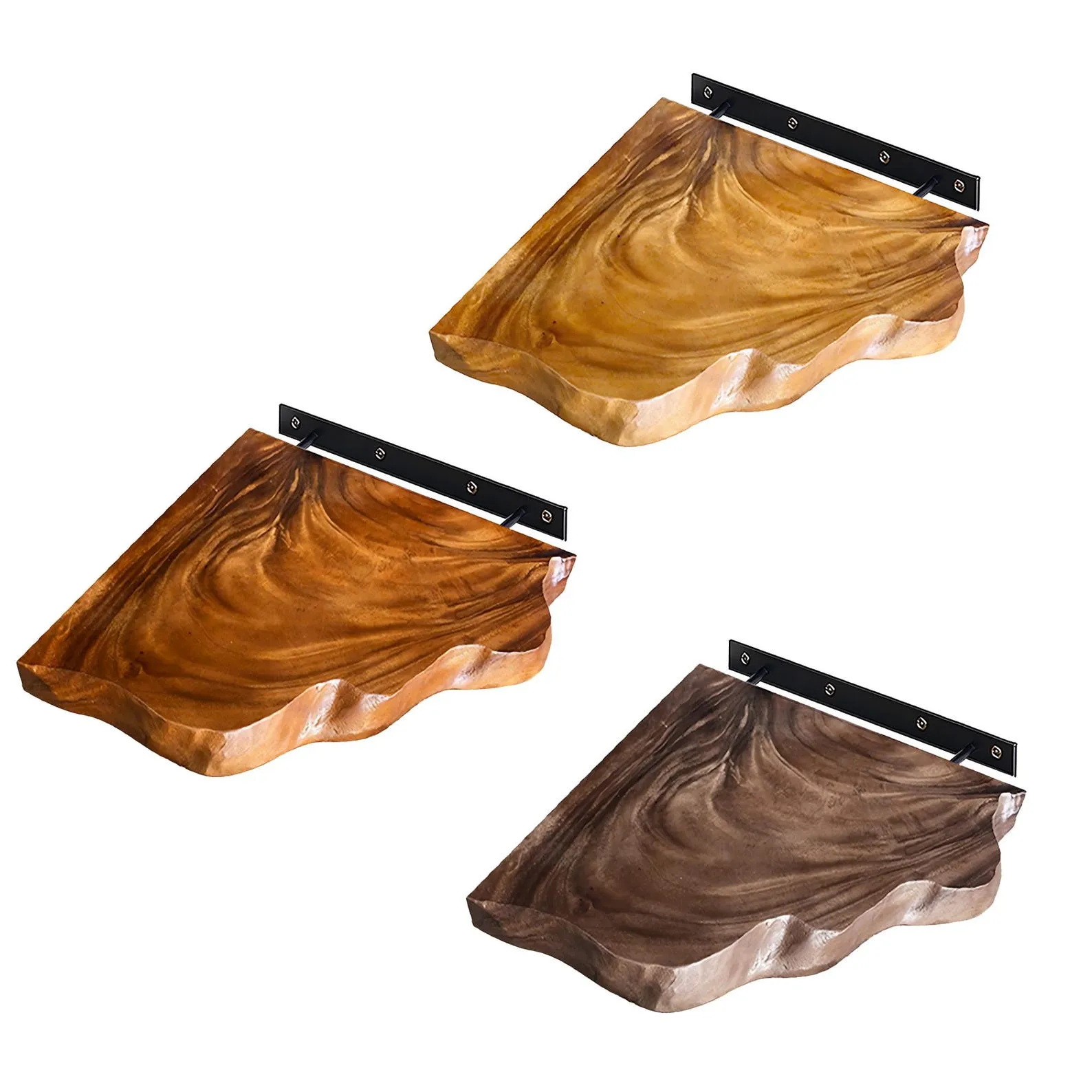 Walnut And Oak Floating Shelves For Kitchen And Bathroom Storage - Image 9