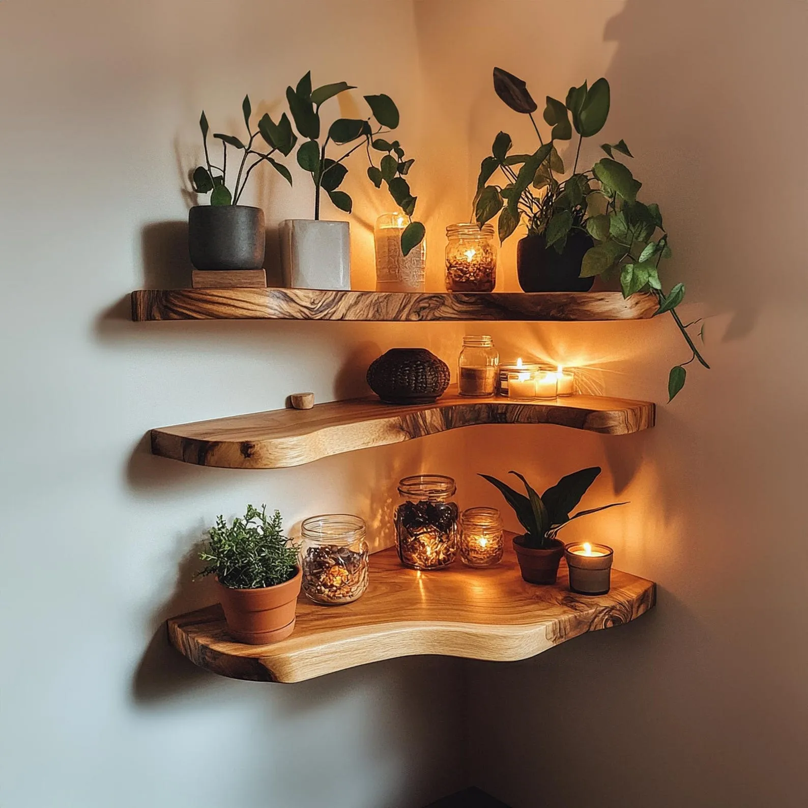 Rustic Corner Wall Shelf For Books And Holiday Decor